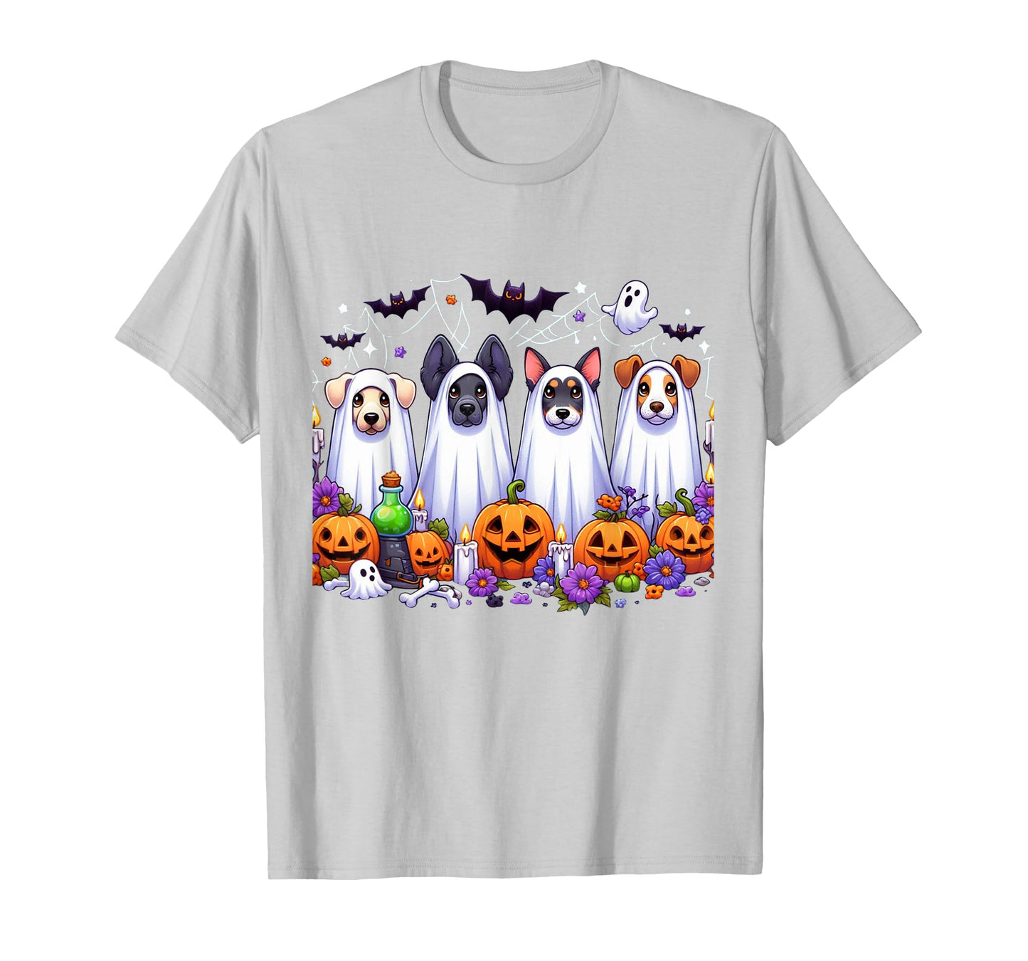 Dog Ghost Cute Dog Dressed As Ghost Funny Halloween Dog T-Shirt
