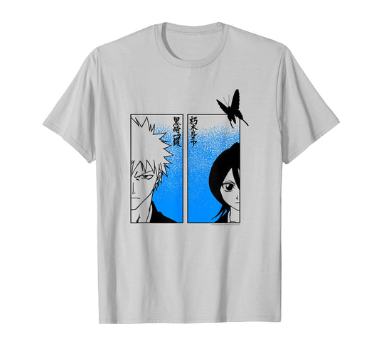 Bleach Ichigo & Rukia Half Faces with Jigokucho Anime T-Shirt