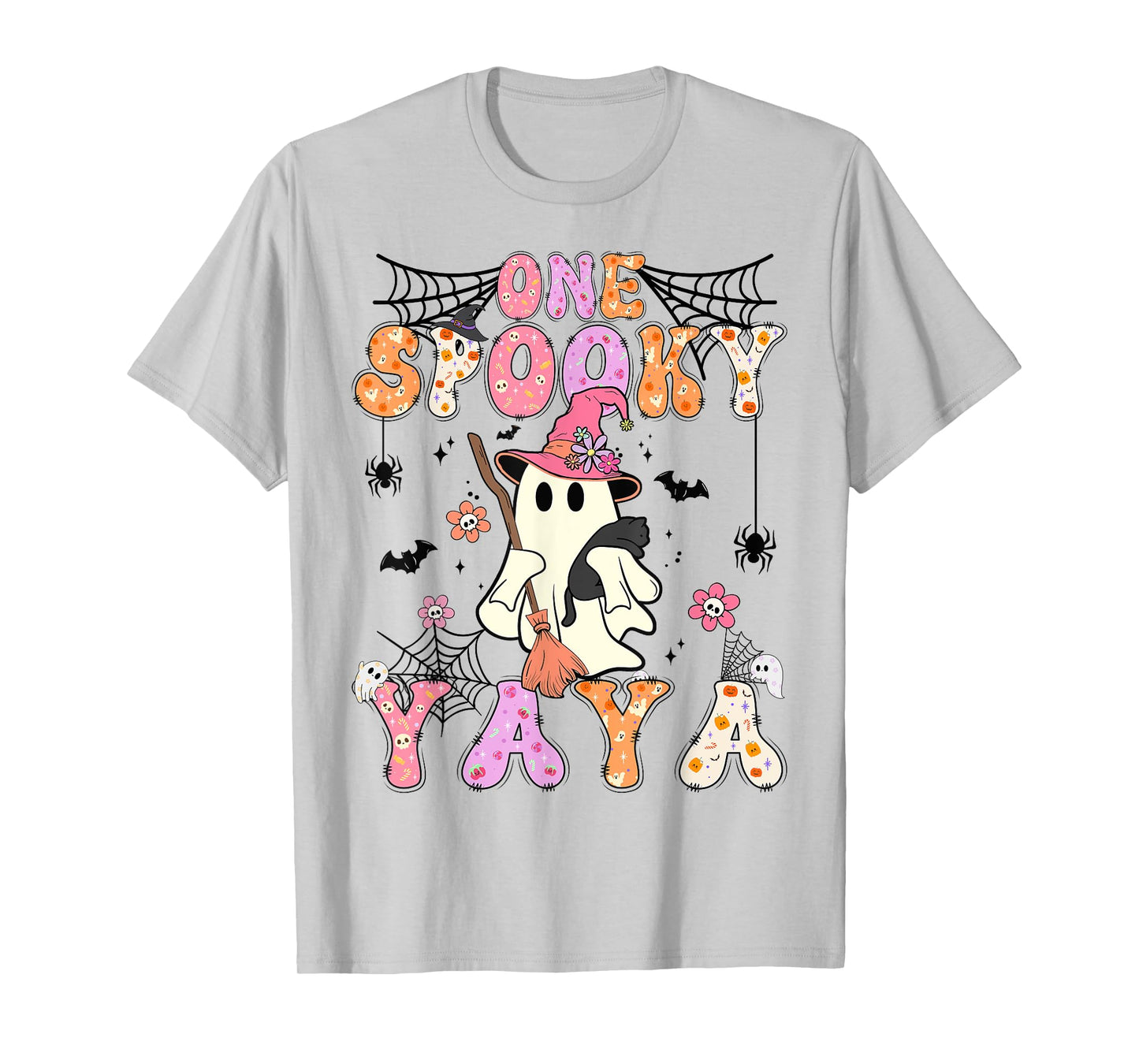 Groovy One Spooky Yaya Retro Halloween Cute Ghost T-Shirt