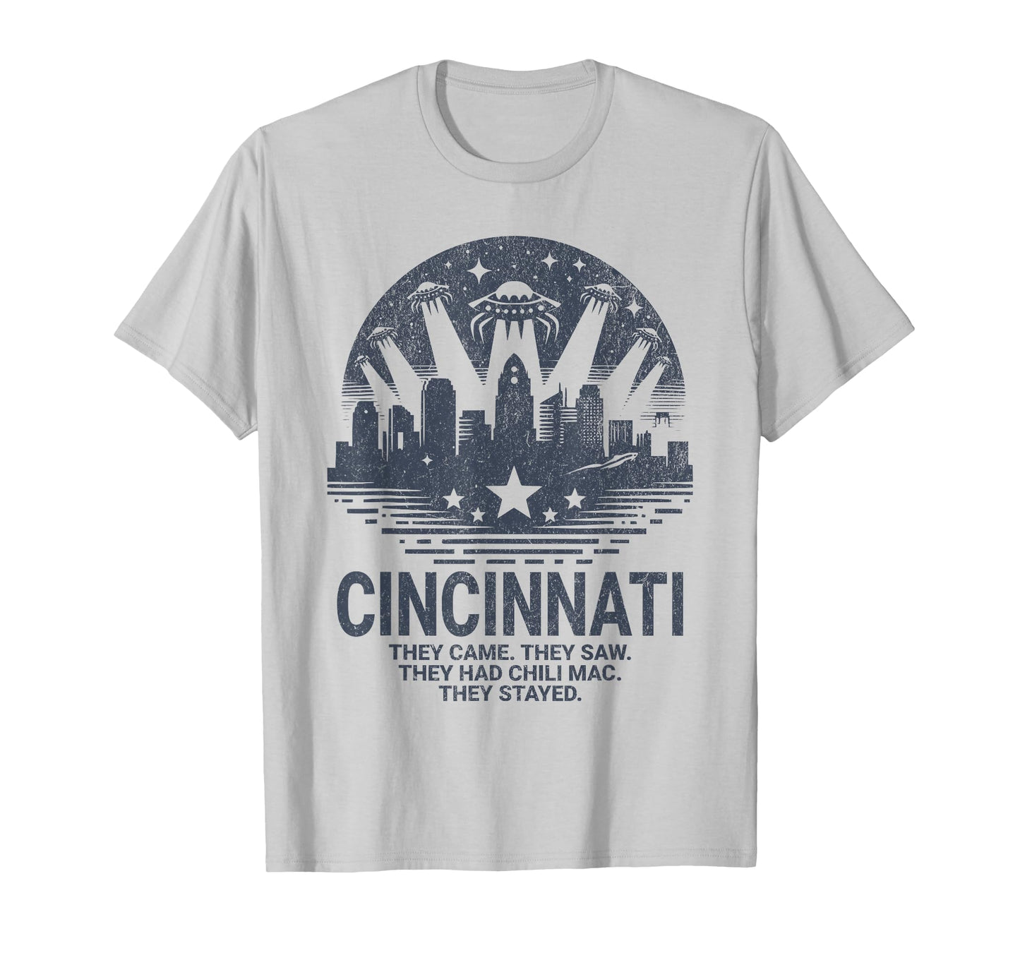 Funny Cincinnati OH City Skyline UFO Chili Mac Cincinnati T-Shirt