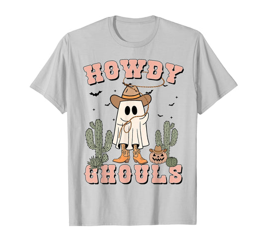 Funny Howdy Ghouls Cowboy Ghost Men Women Toddler Halloween T-Shirt