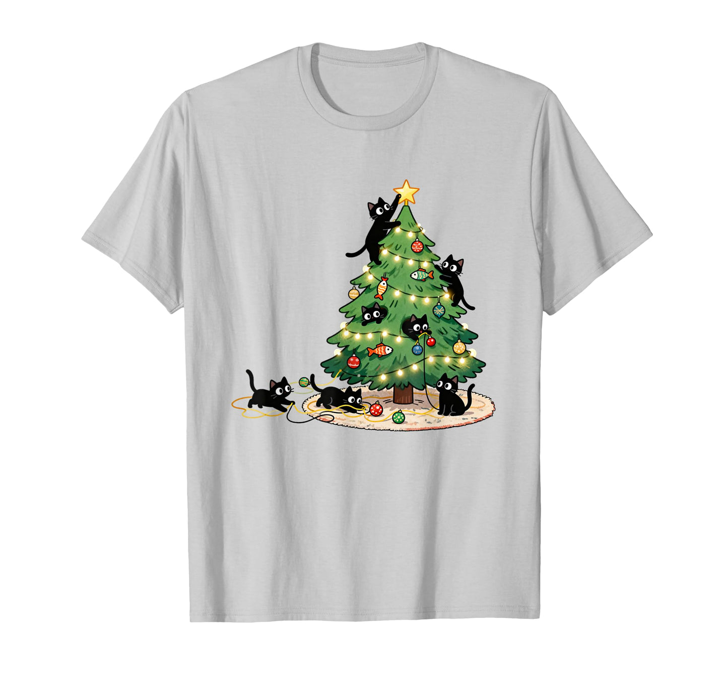 Meowy Catmas Christmas Tree Black Cats Xmas Pet Cat Lovers T-Shirt