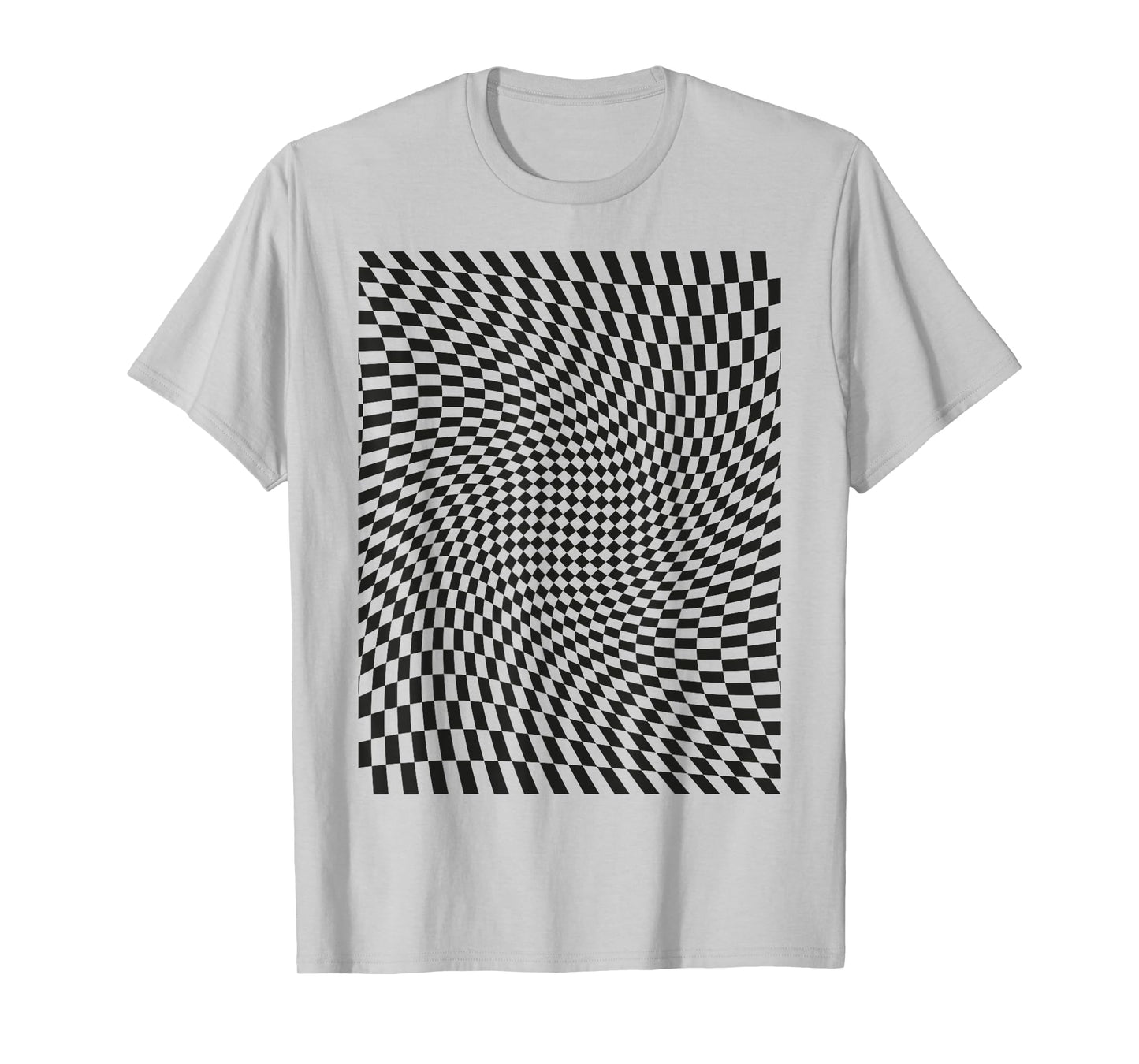 Optical Illusion Geometric Checkerboard Wavy T-Shirt