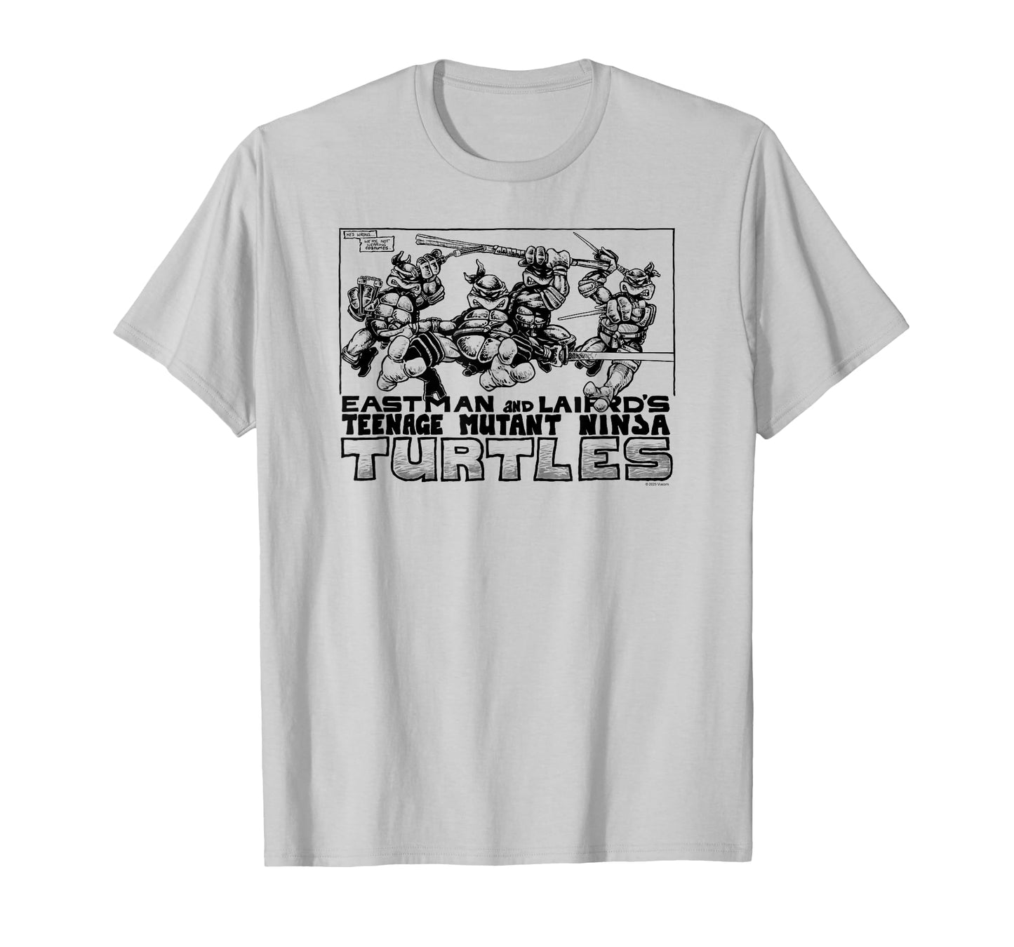 Teenage Mutant Ninja Turtles Group Action Outline Comic T-Shirt