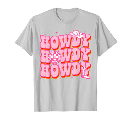Howdy Southern Western Girl Country Rodeo Pink Cowgirl Disco T-Shirt