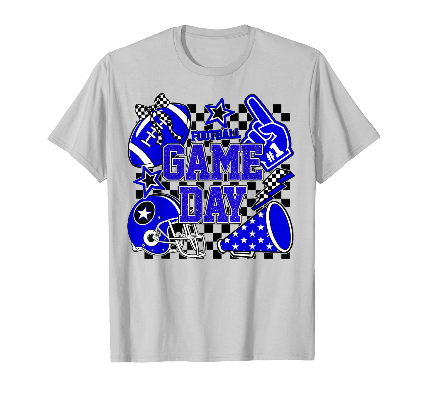 Game Day Football Touchdown Season Girly Team Spirit Blue T-Shirt