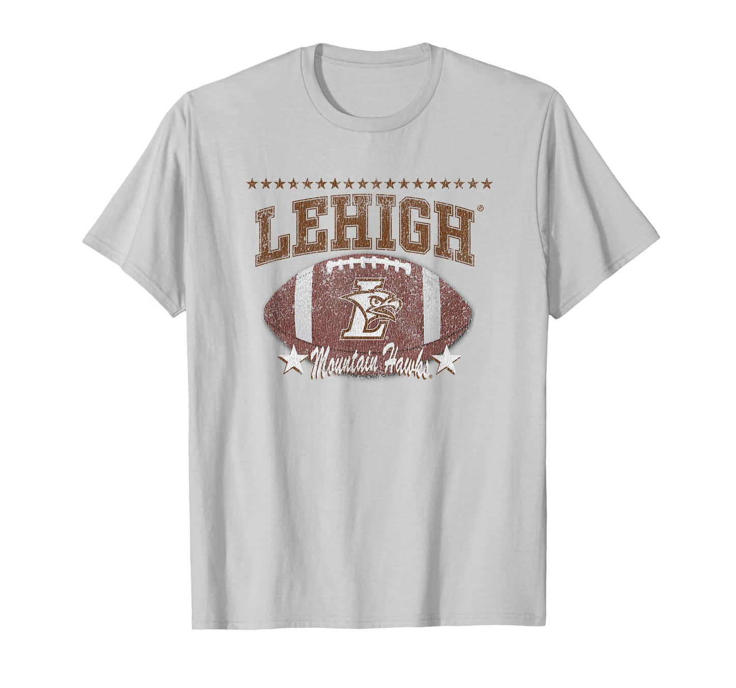 Lehigh Mountain Hawks Football Vintage Stars Gray T-Shirt