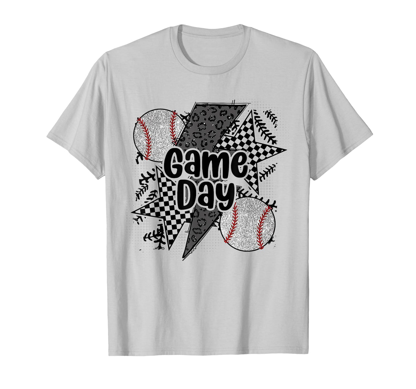 Game Day Baseball Retro Checkered Baseball T-Shirt