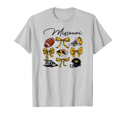Missouri Tigers Football Bows White Officially Licensed T-Shirt