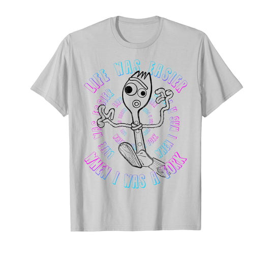 Disney Pixar Toy Story 4 Forky Life was Easier Poster T-Shirt