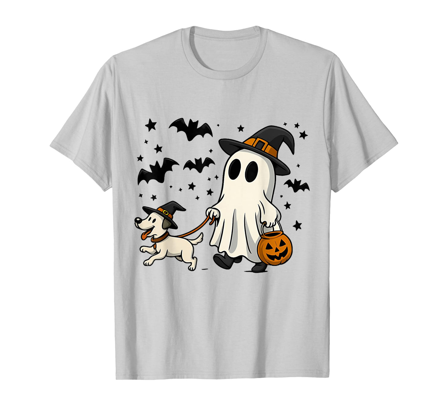 Spooky Ghost Dog Halloween Witch Hat Pumpkin Dog Mom T-Shirt