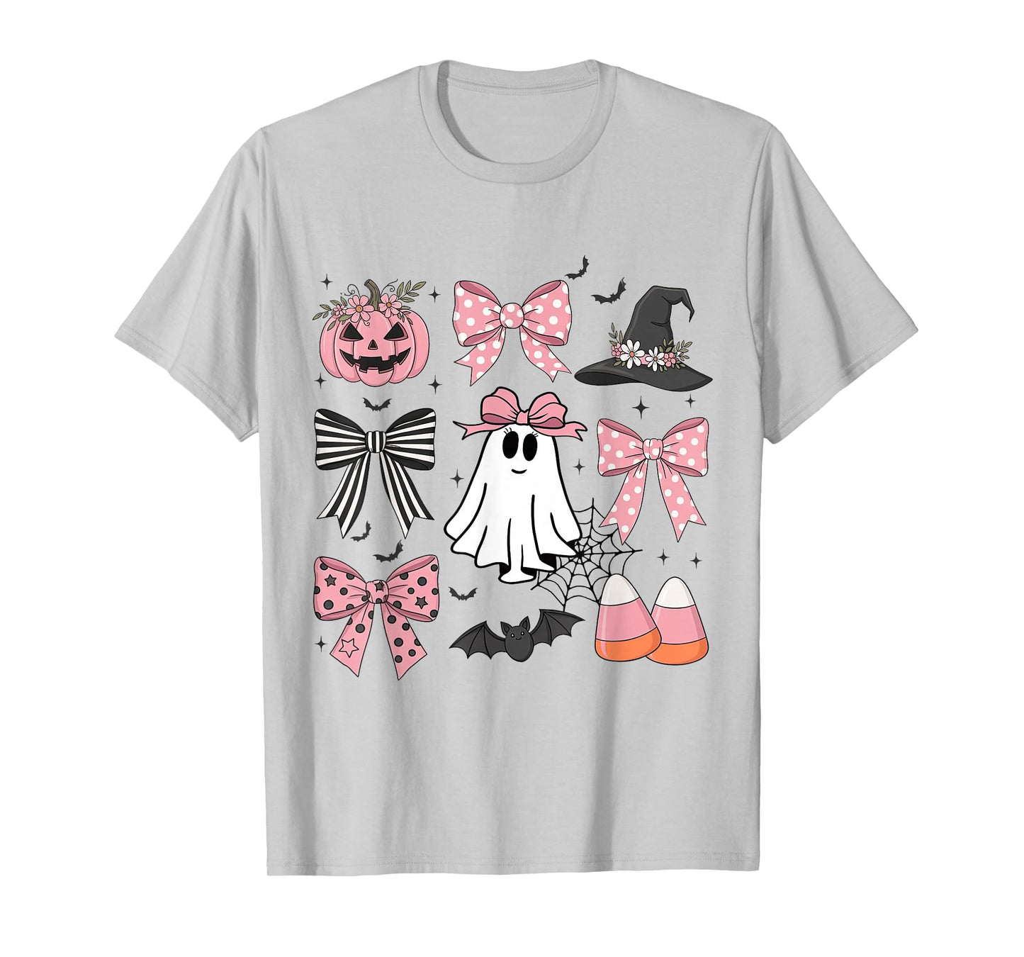 Girly Boo Ghost Halloween Coquette Bow Pumpkin Spooky Season T-Shirt