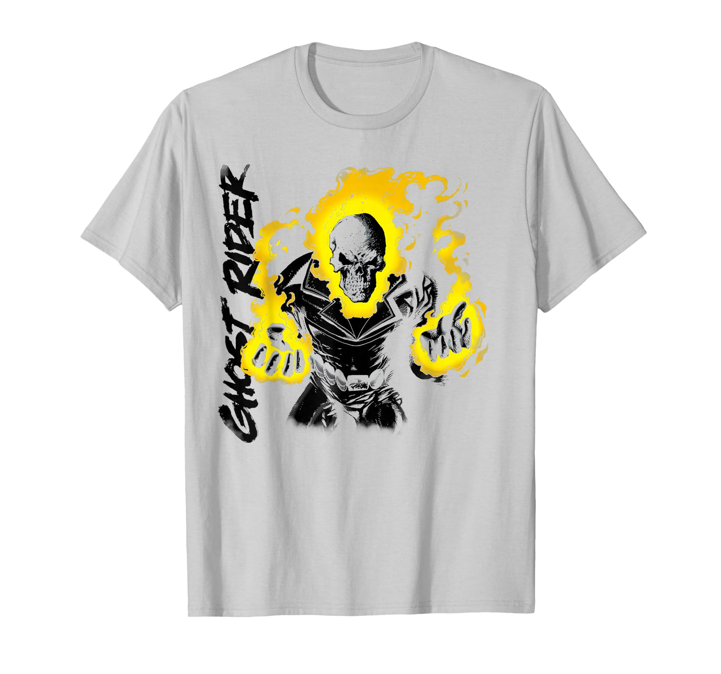 Marvel Ghost Rider Retro Skull Hands Aflame Graphic T-Shirt T-Shirt