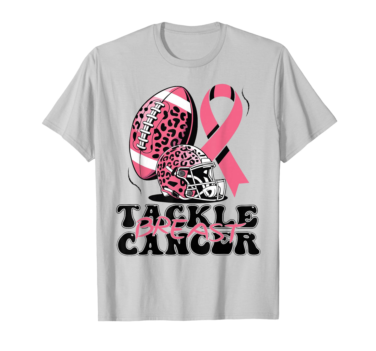 Tackle Breast Cancer Awareness American Football Leopard T-Shirt
