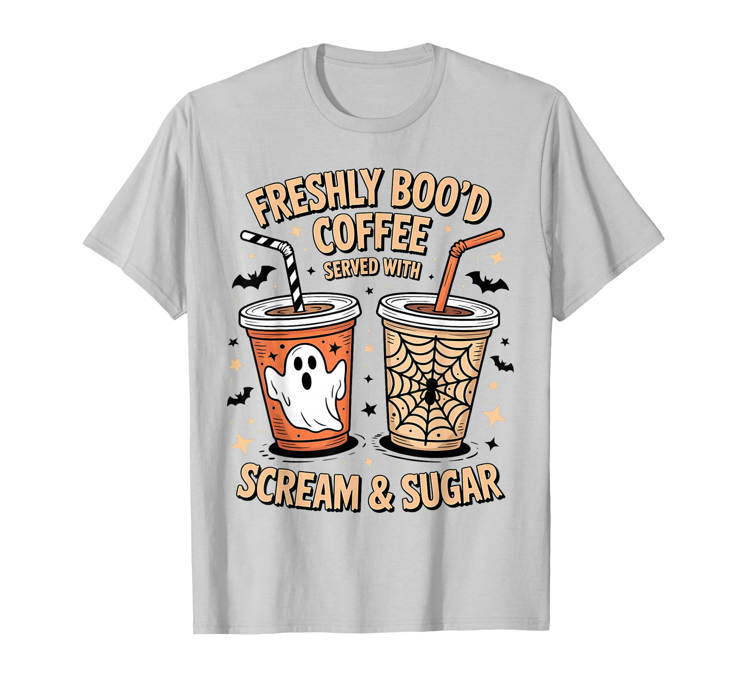 Retro Freshly Boo'd Coffee Lovers Ghost Halloween Coffee T-Shirt