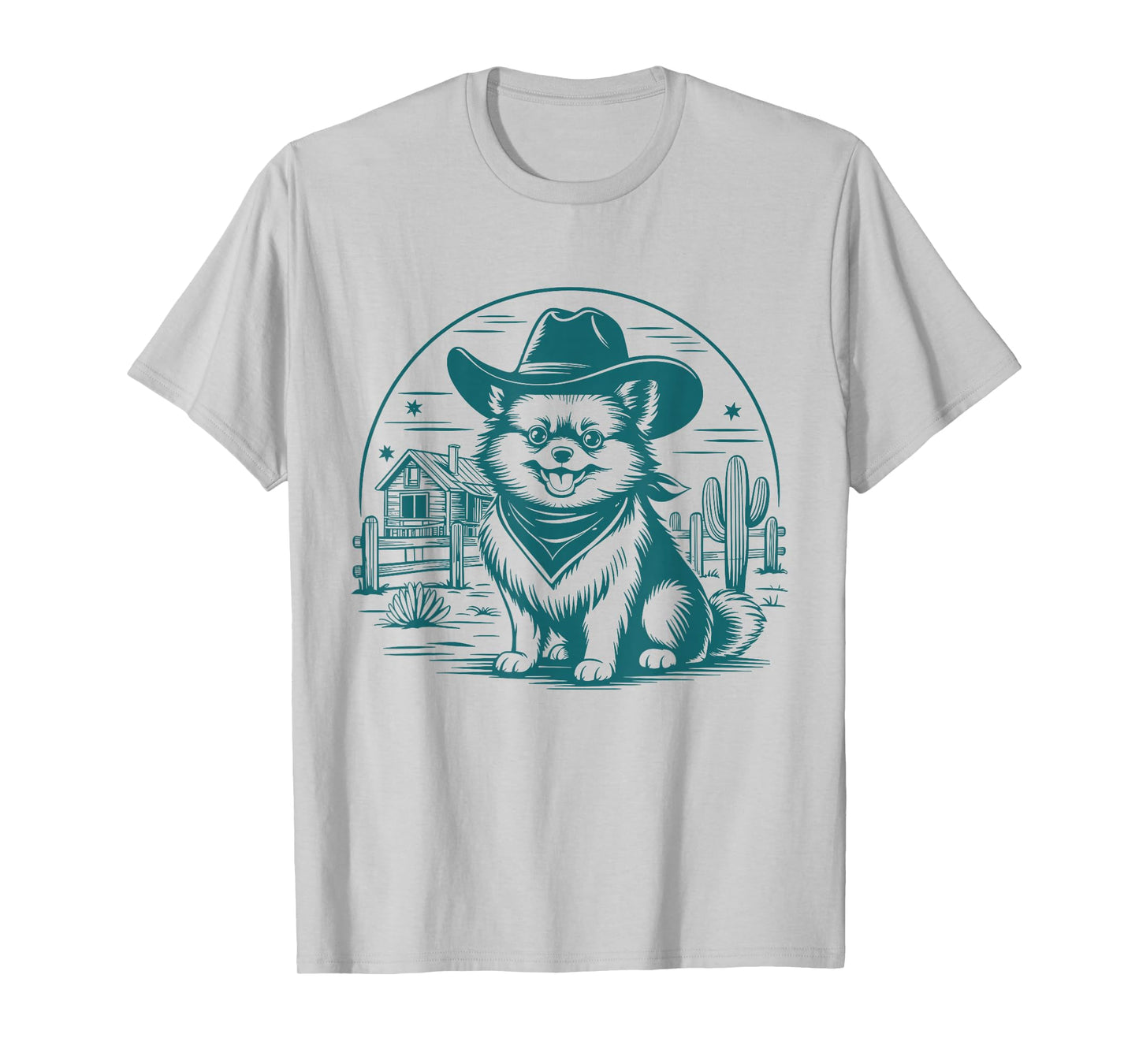 Pomeranian Cowboy UFO Vintage Pomeranian Western Dog Mom Tee T-Shirt