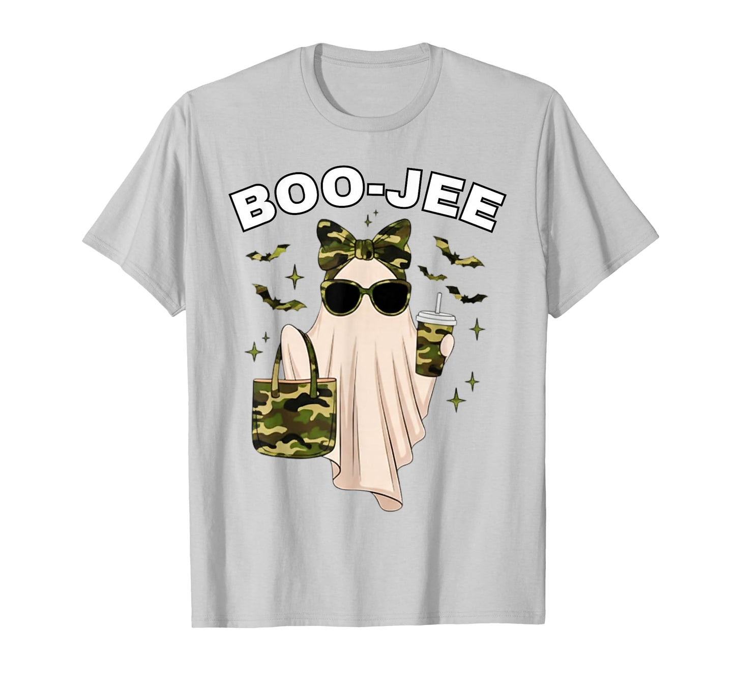 Coquette Camo Ghost Coffee Boo-JEE Halloween Boujee Ghost T-Shirt