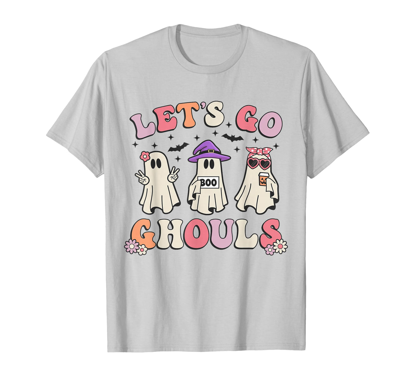 Lets Go Ghouls Retro Halloween Ghost Women Toddler Girl T-Shirt