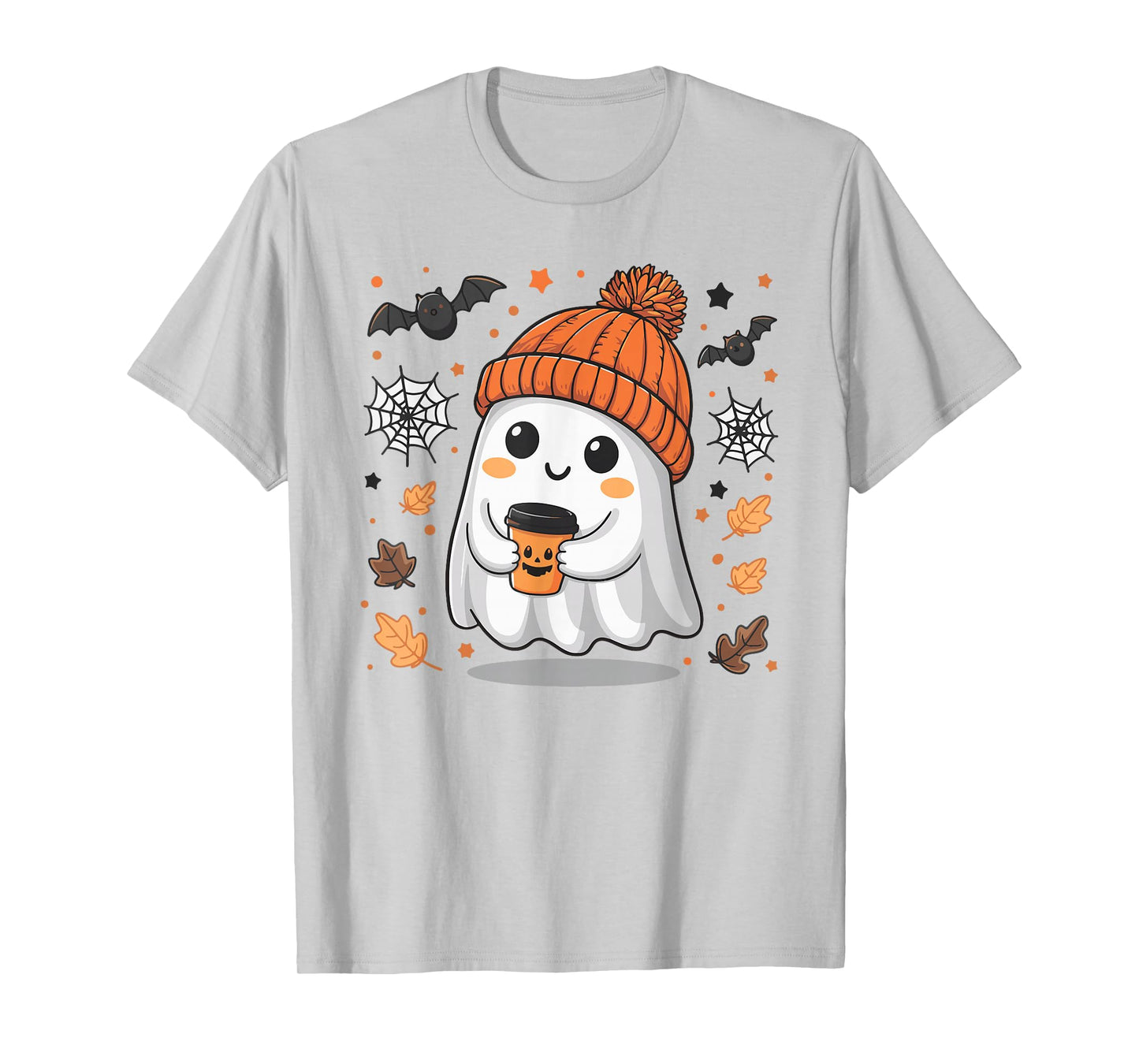 Cute Ghost Drinking Coffee Halloween Ghost Ice Coffee Womens T-Shirt