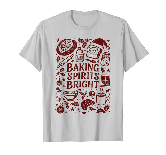 Baking Spirits Bright Sourdough Bread Christmas Doodle T-Shirt