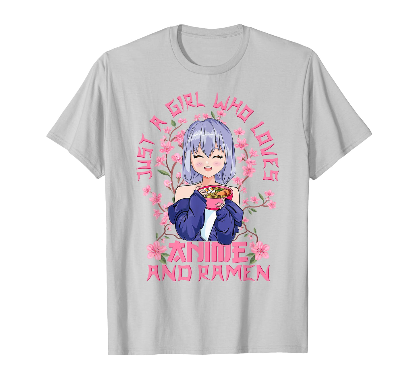 Anime and Ramen - Kitschy Sakura Japanese Cherry Blossoms T-Shirt