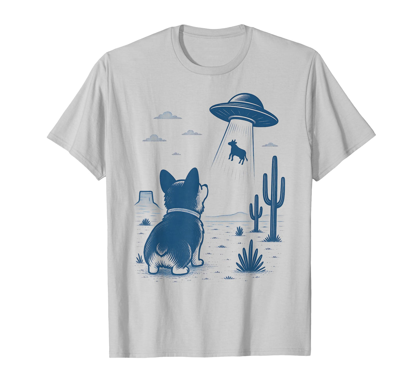 Funny Corgi Lovers UFO Alien Dogs Design Men Women Kids T-Shirt