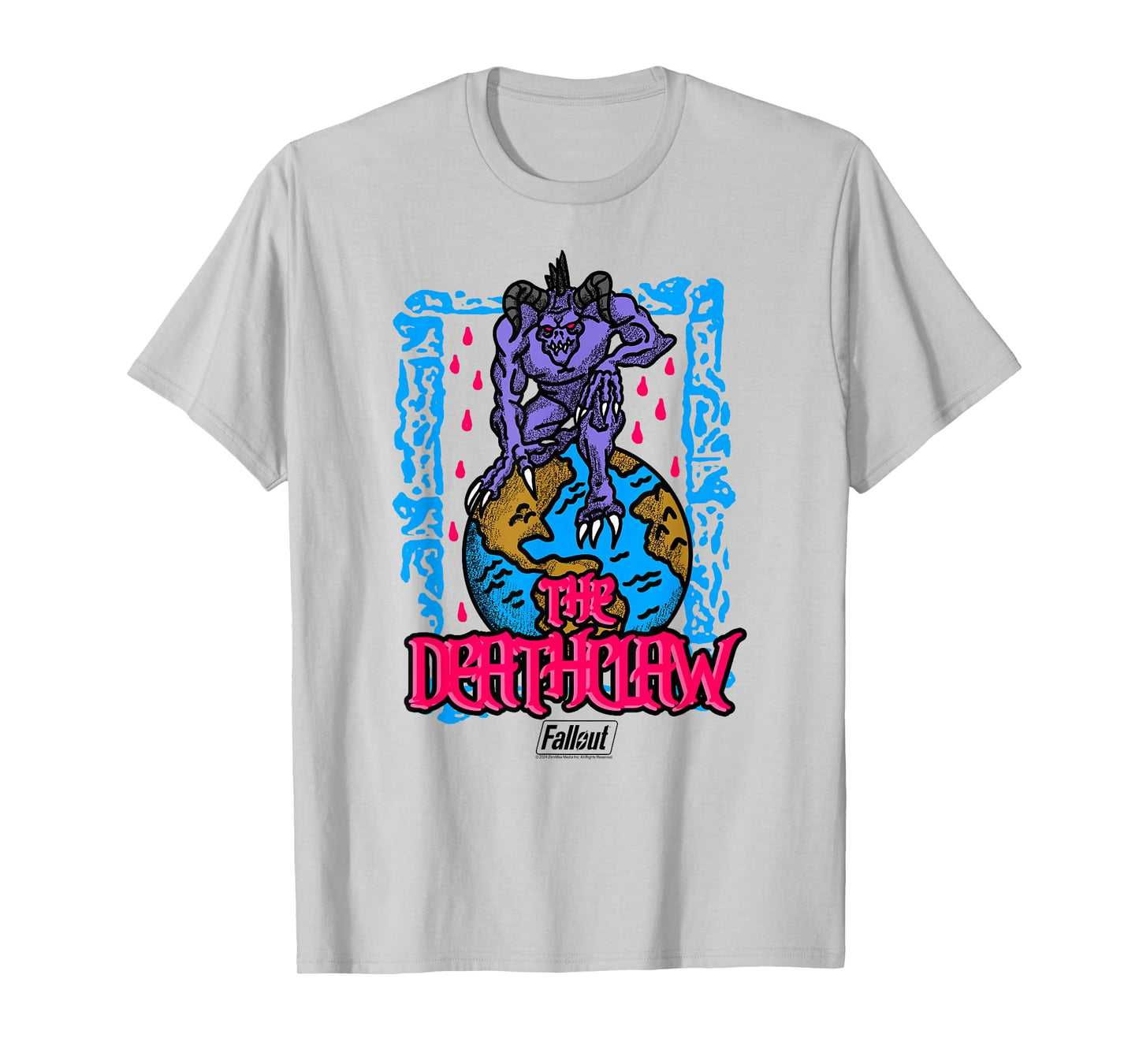 Fallout Video Game The Deathclaw Globe Illustration T-Shirt
