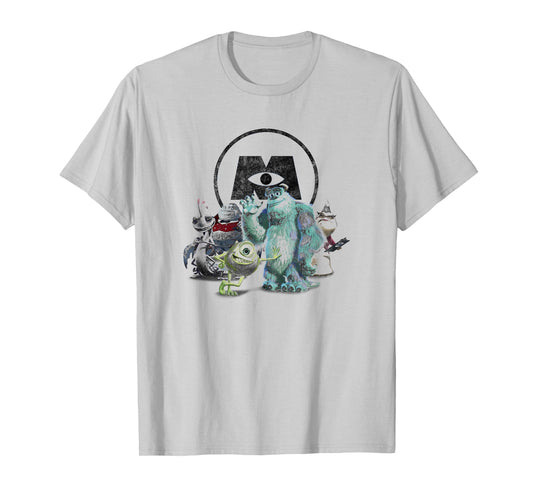 Disney Pixar Monsters, Inc. Iconic Characters Retro Big Logo T-Shirt