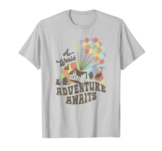 Disney Pixar Up A World of Adventure Awaits Rainbow Balloons T-Shirt Small