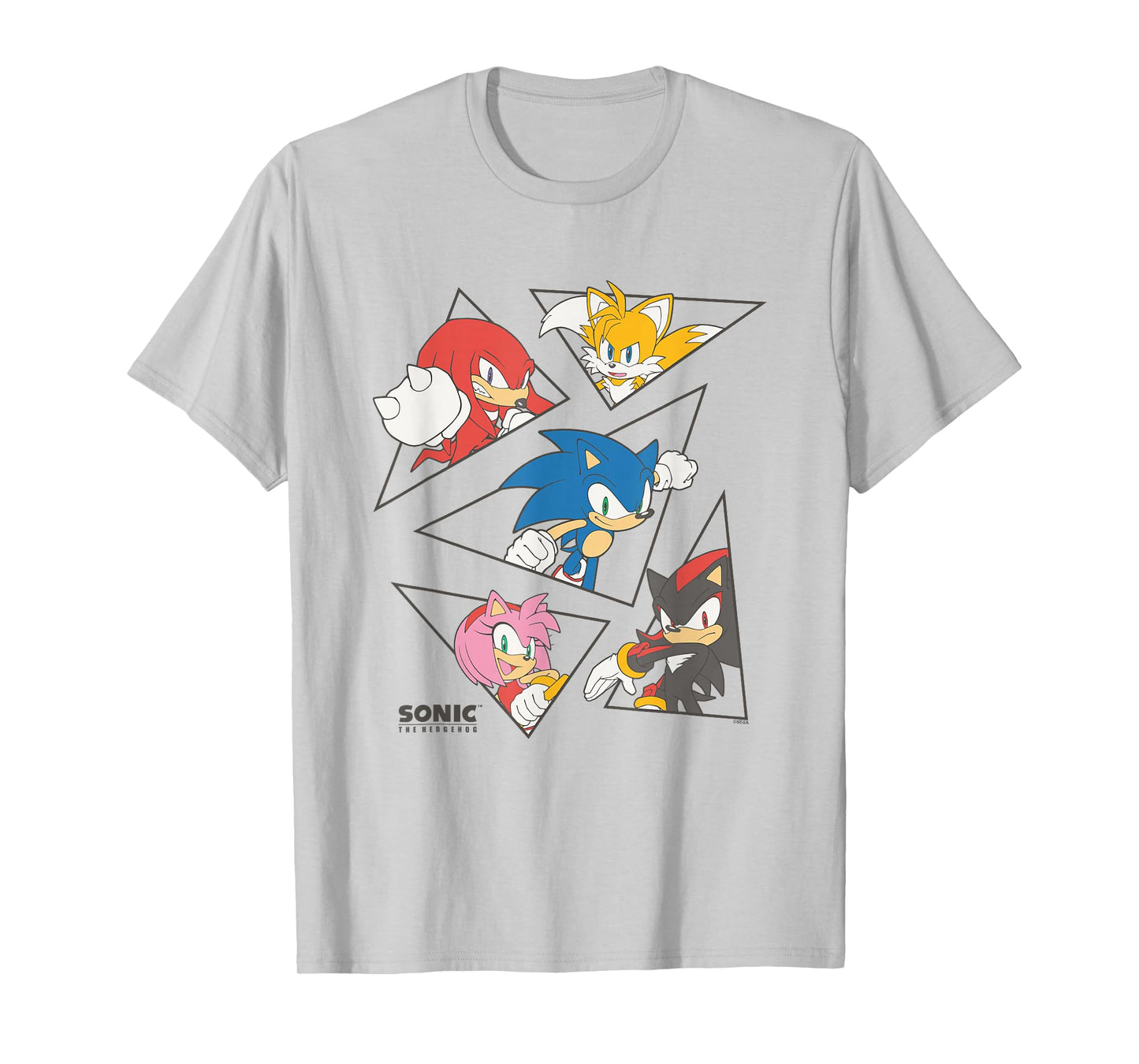 Sonic The Hedgehog Main Characters Triangle Portraits Retro T-Shirt
