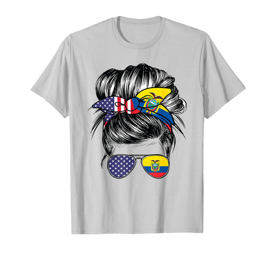 Ecuador Flag American Women Girl USA Heritage Ecuadorian T-Shirt