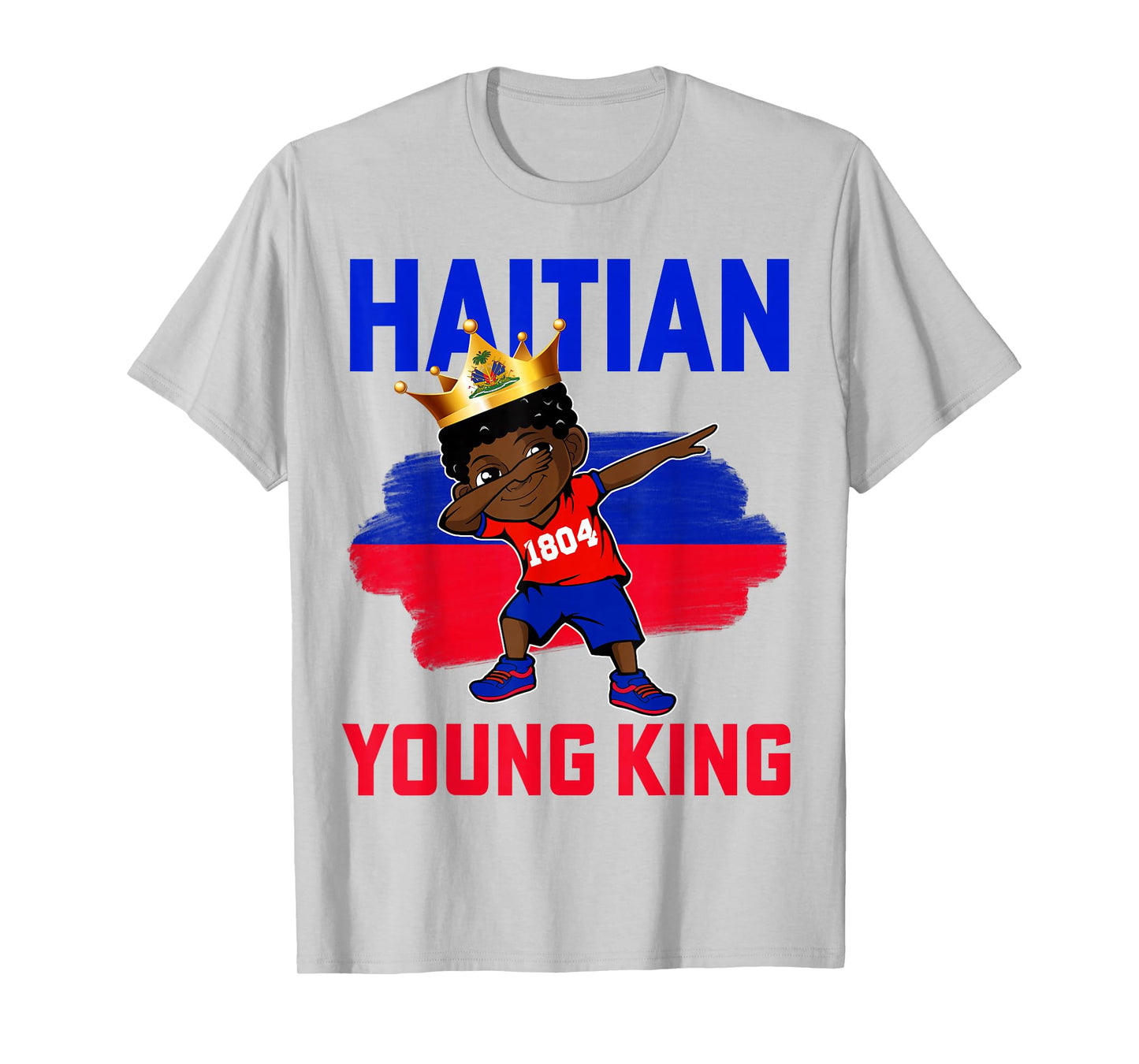 Haitian Young King Haiti Flag Melanin for Black Boys Kids T-Shirt