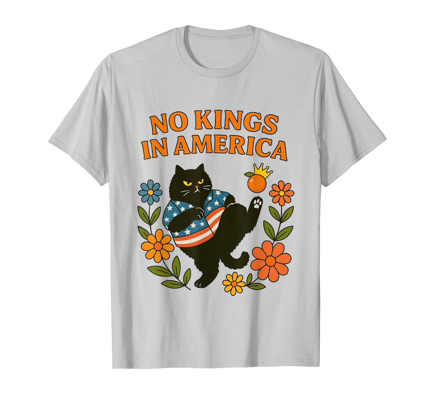 No Kings in America We The People Retro Boho Floral for Girl T-Shirt