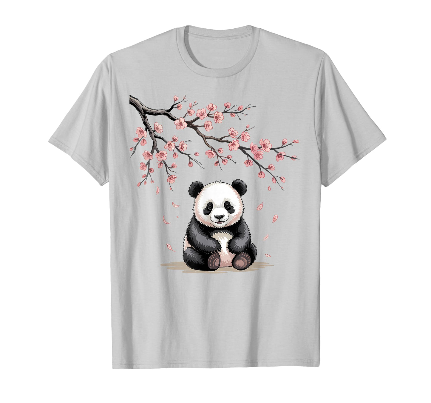 Cute Panda Sakura Cherry Blossoms Sumi-E Japanese Aesthetic T-Shirt