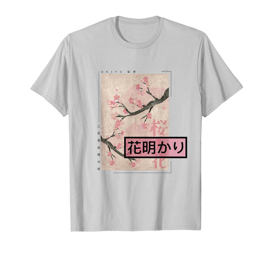 Japanese Cherry Blossom Pink Sakura Vintage Woodblock Japan T-Shirt