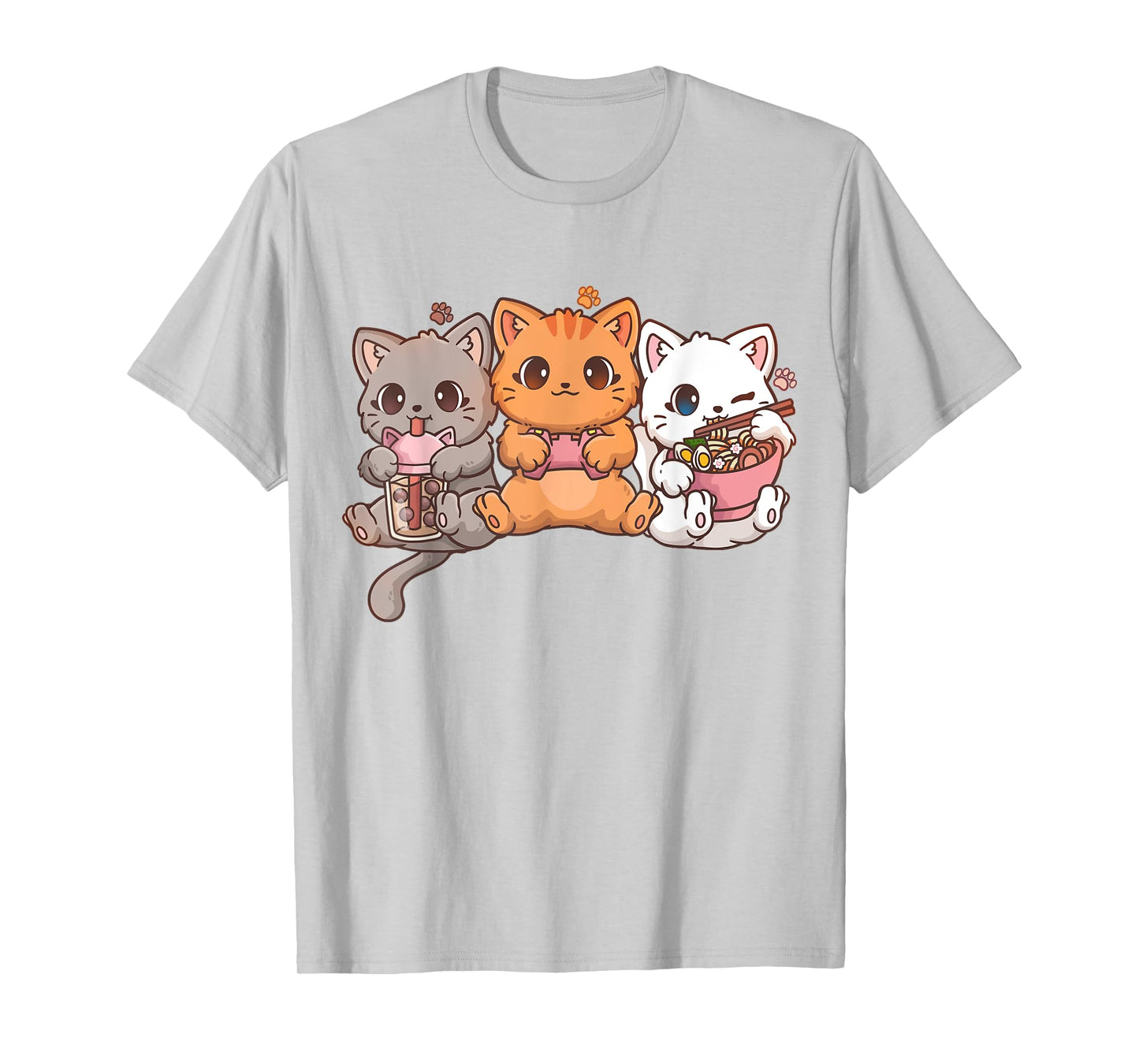 Kawaii Gaming Gamer Cat Boba Tea Cat Bubble Tea Ramen Cats T-Shirt