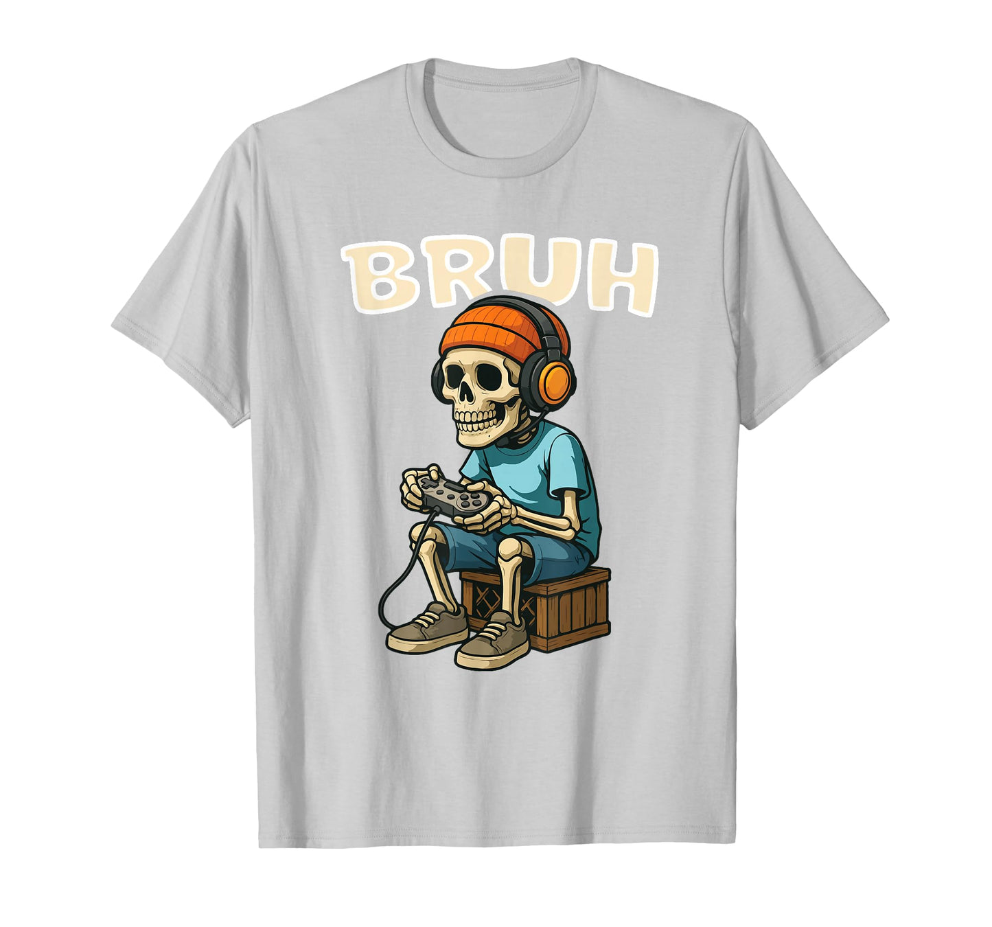 Bruh Skeleton Halloween Video Game Trick Or Treat Kids T-Shirt