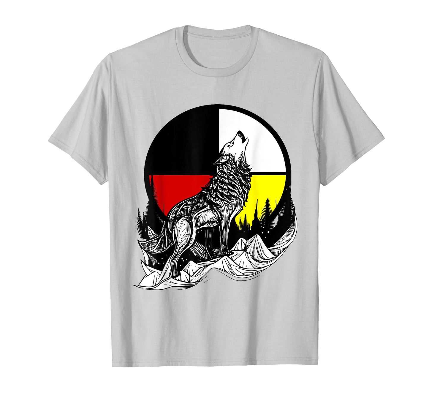 Wolf Native American Medicine Wheel T-Shirt