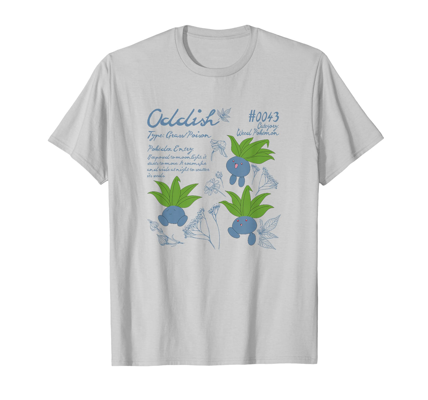 Pokémon Cute Oddish #0043 Pokédex Entry & Type Info T-Shirt