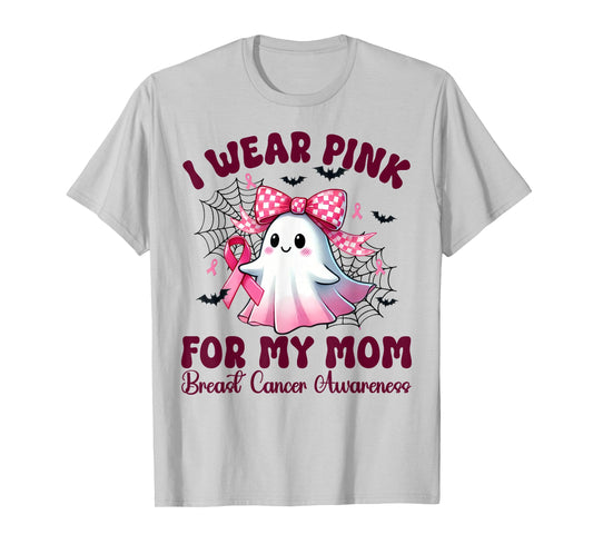 I Wear Pink for my Mom Breast Cancer Awareness halloween mom T-Shirt