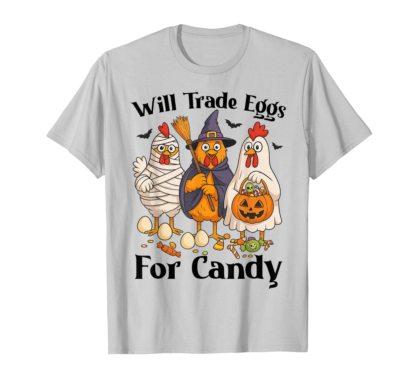 Funny Halloween Chicken Trade Eggs For Candy Trick or Treat T-Shirt