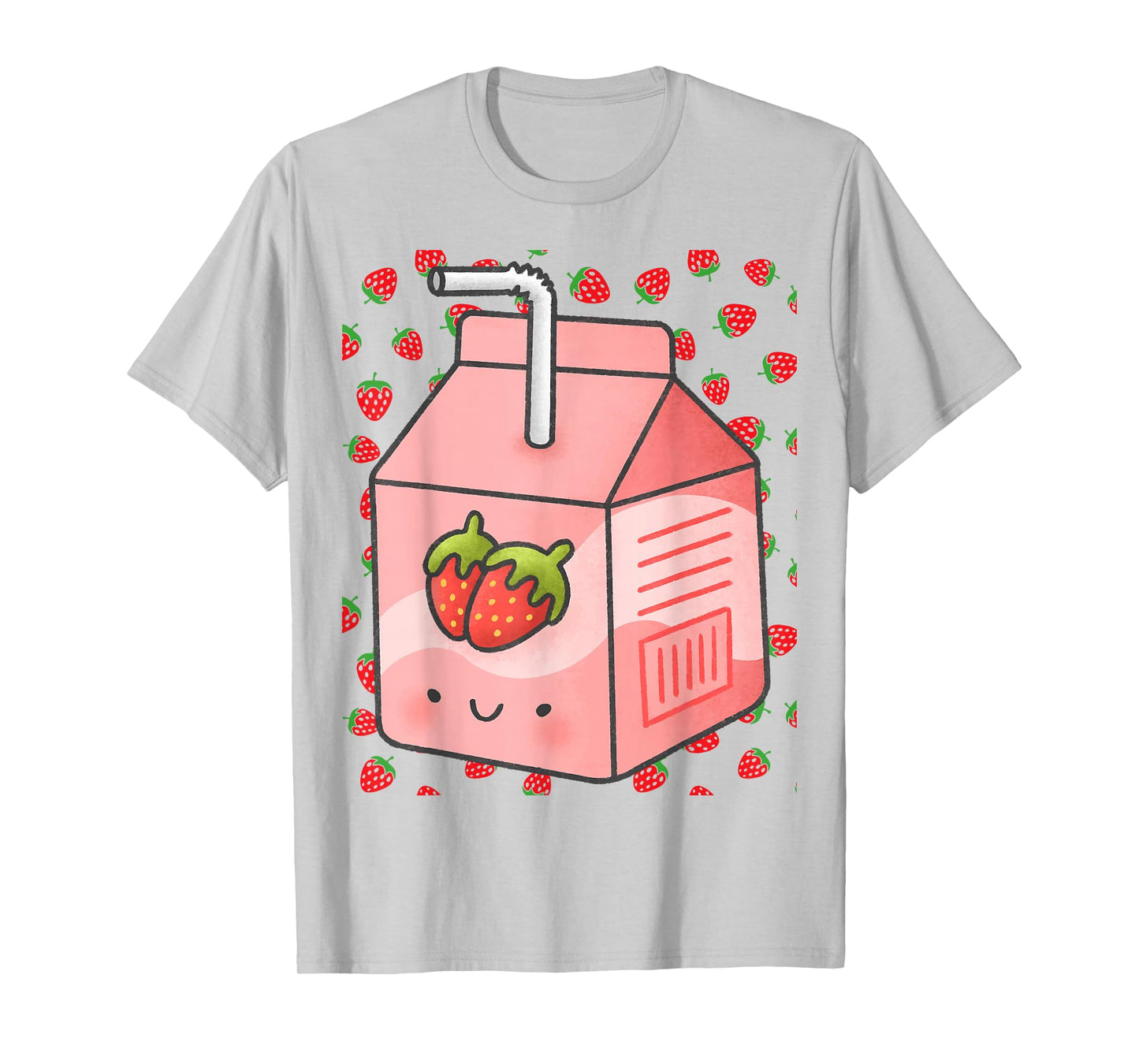 Mens Womens Japanese Pink Strawberry Milk Kawaii 90s Retro T-Shirt
