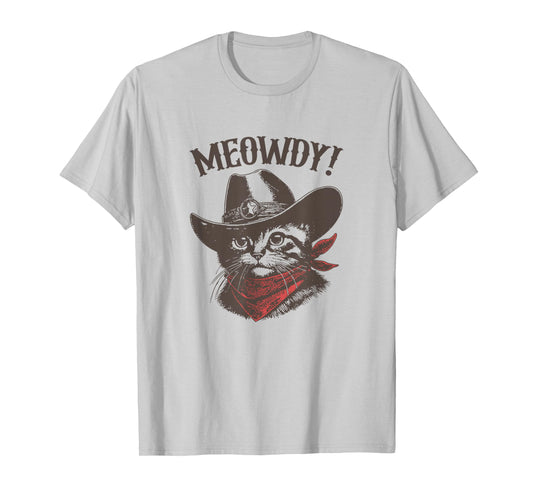 Meowdy Cat Cowboy Cat Country Western Funny Cat T-Shirt