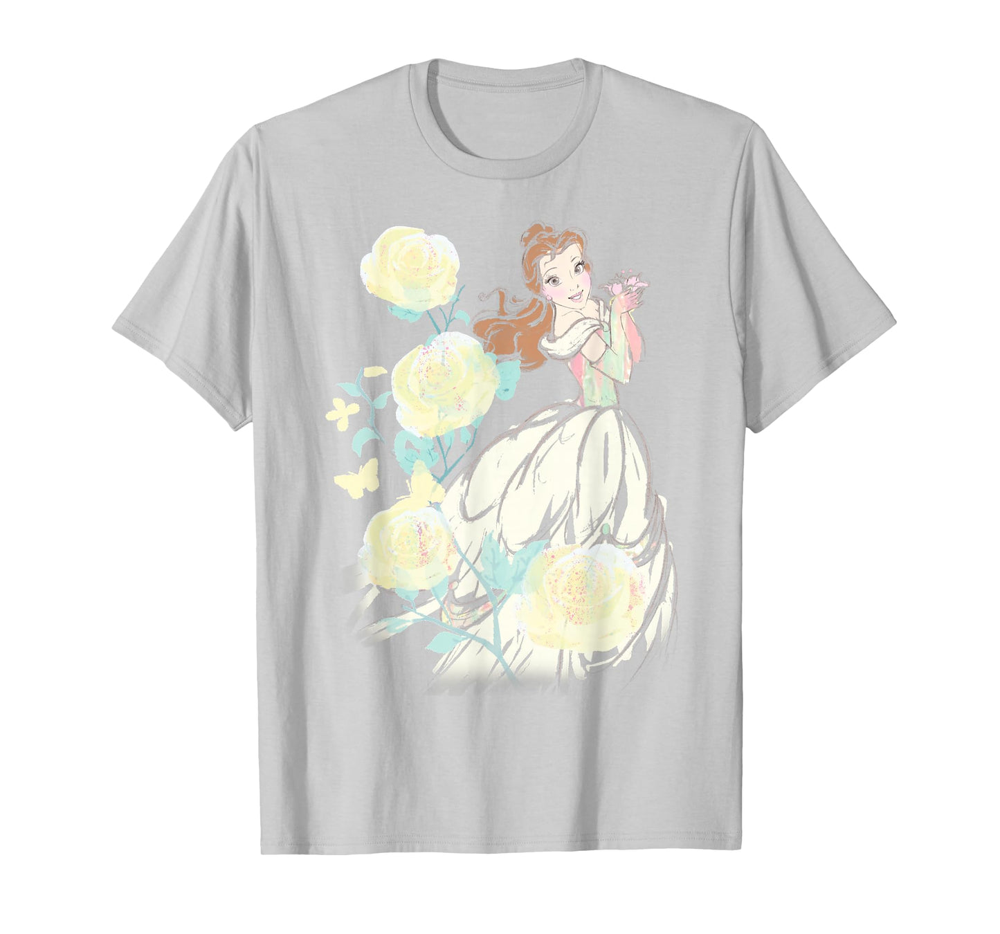 Disney Beauty & The Beast Belle Watercolor Rose T-Shirt T-Shirt