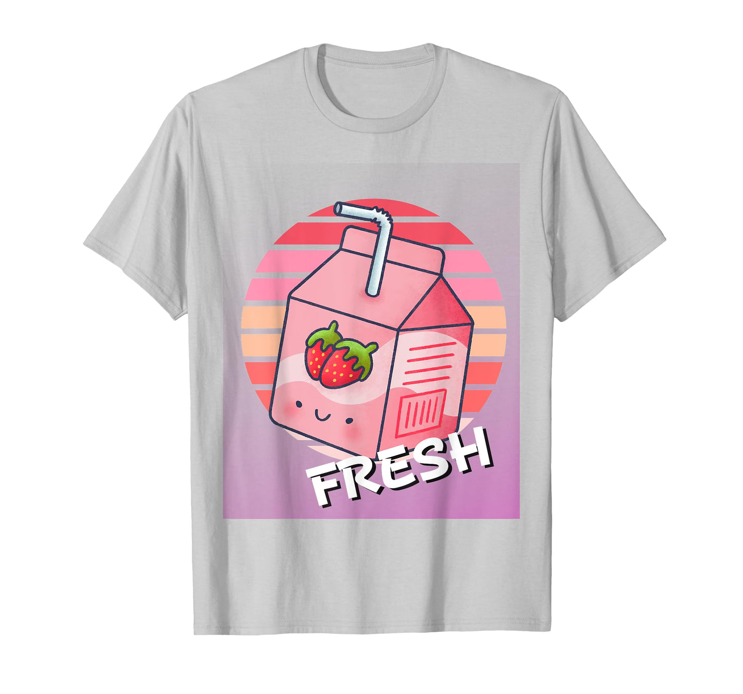 Mens Womens Japanese Pink Strawberry Milk Kawaii 90s Retro T-Shirt