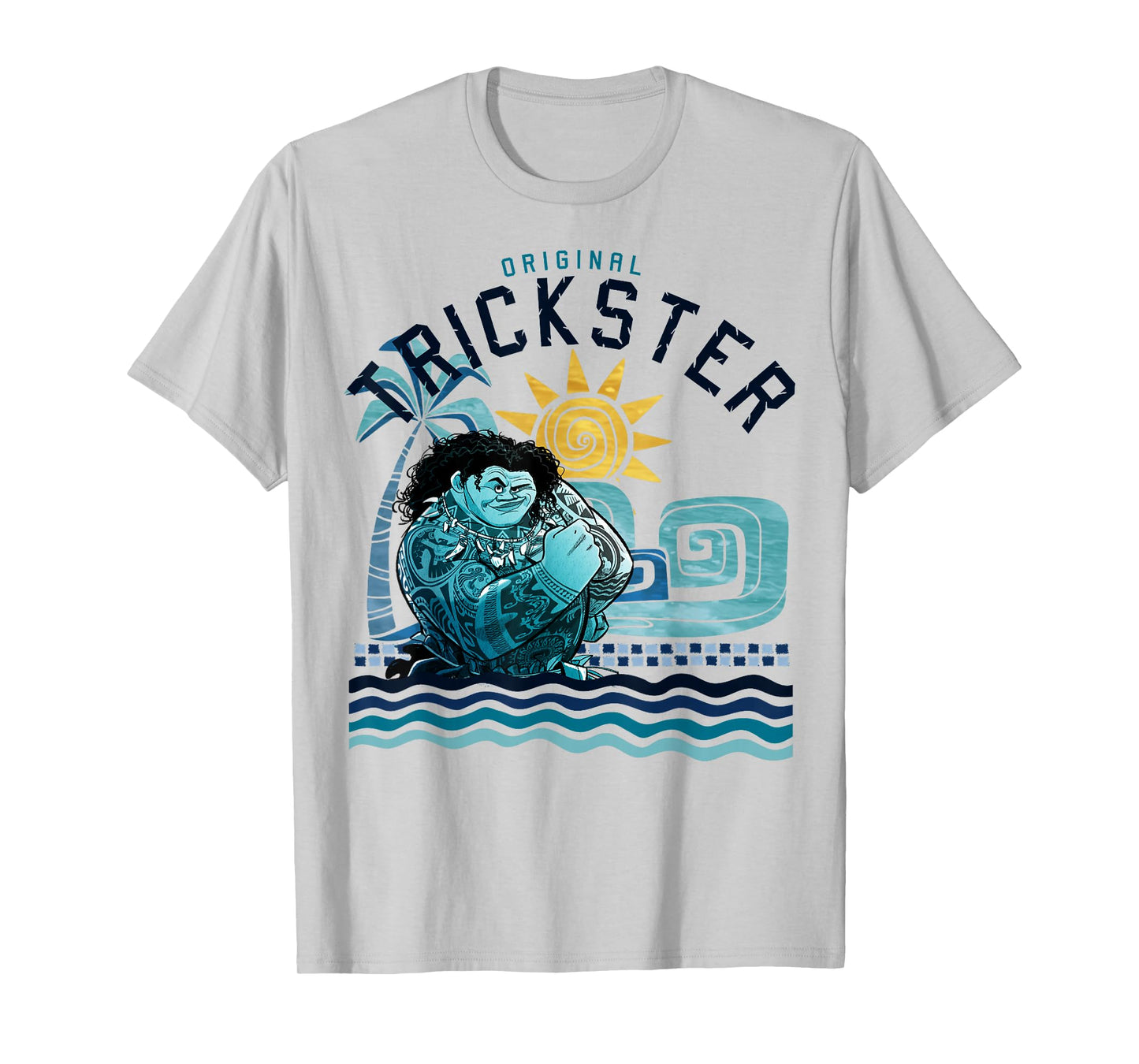 Disney Moana Maui Original Trickster Blue Gradient Portrait T-Shirt Small