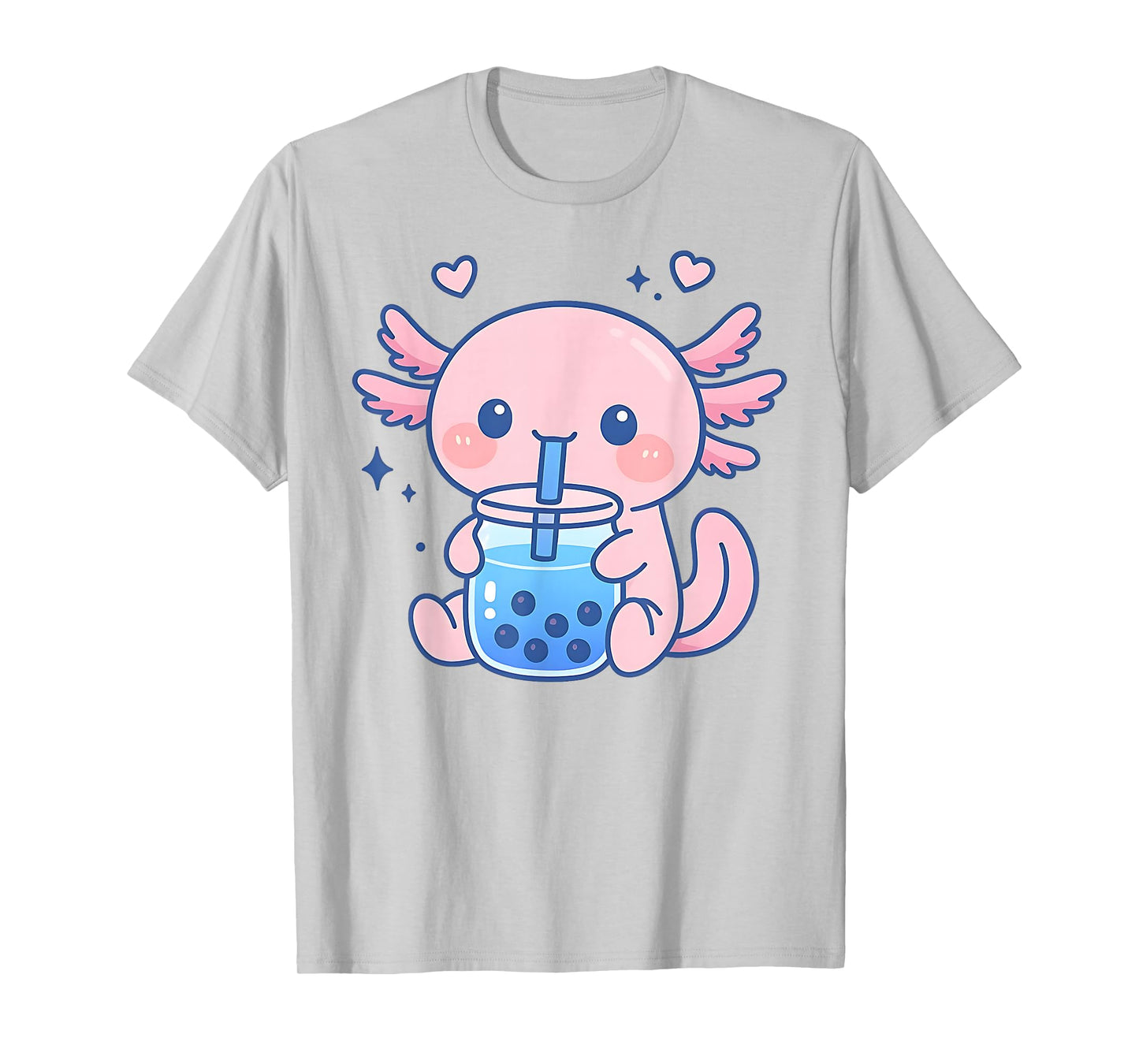 Kawaii Axolotl Drinking Boba Tea Cute Bubble Tea T-Shirt