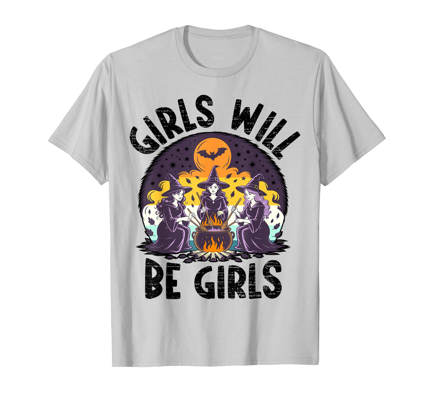 Spooky Season Girls Will Be Girls Witch Vintage Halloween T-Shirt