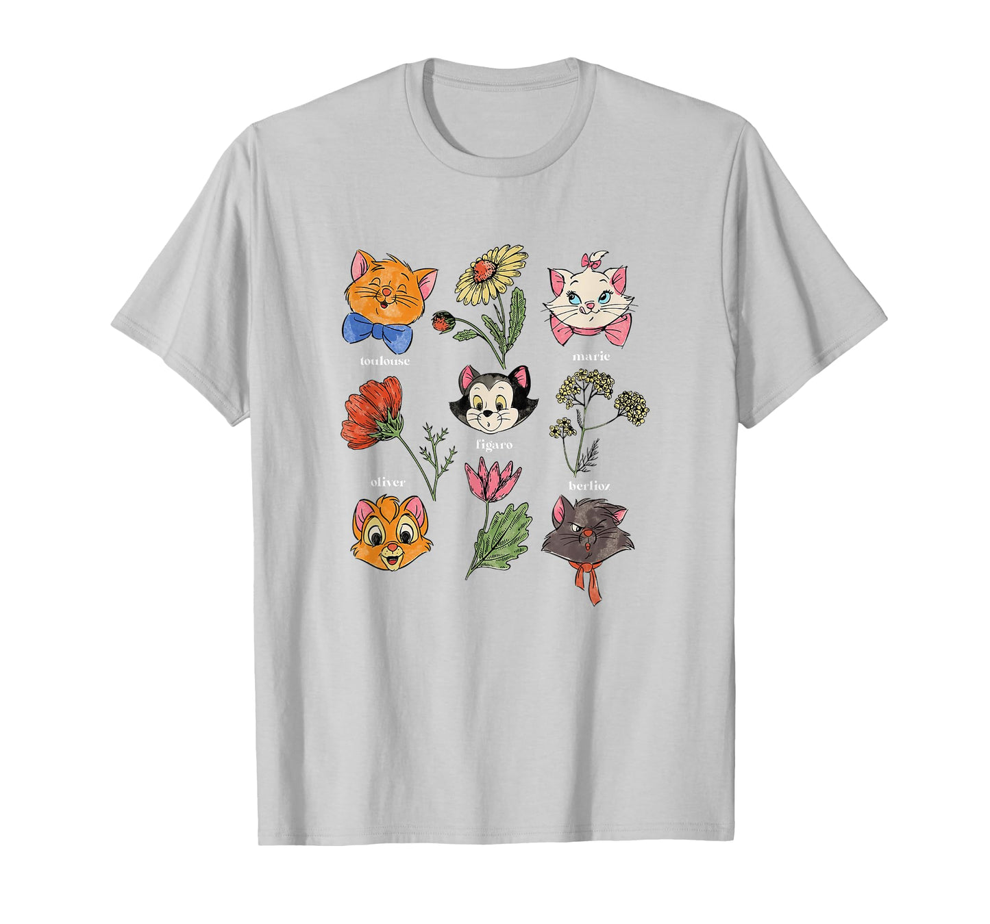 Disney The Aristocats Floral Disney Cats Cute Logo T-Shirt