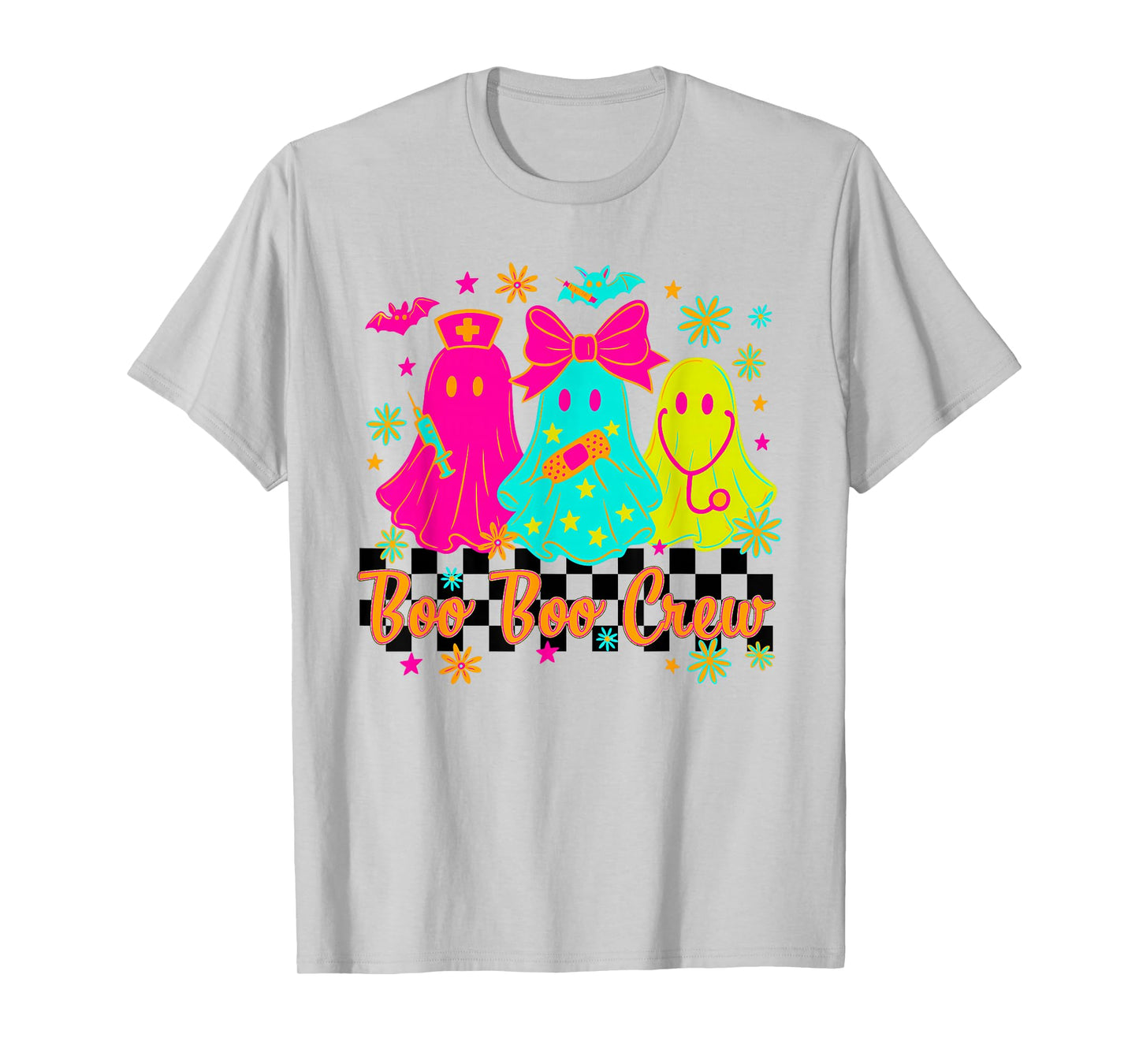 Halloween Neon Ghosts Nurse Boo Boo Crew, CNA RN NICU PICU T-Shirt